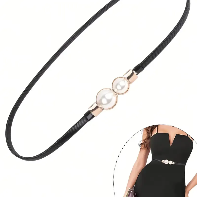 Metal Stretch Belt/Pearl Accent Belt