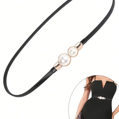 Metal Stretch Belt/Pearl Accent Belt