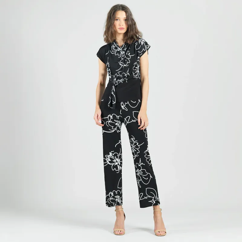 Blossom Sketch Crepe Knit Drape Neck Loop Front