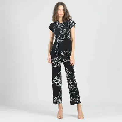 Blossom Sketch Crepe Knit Drape Neck Loop Front