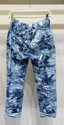 Blue Multi Floral Print Drawstring Crinkle Joggers