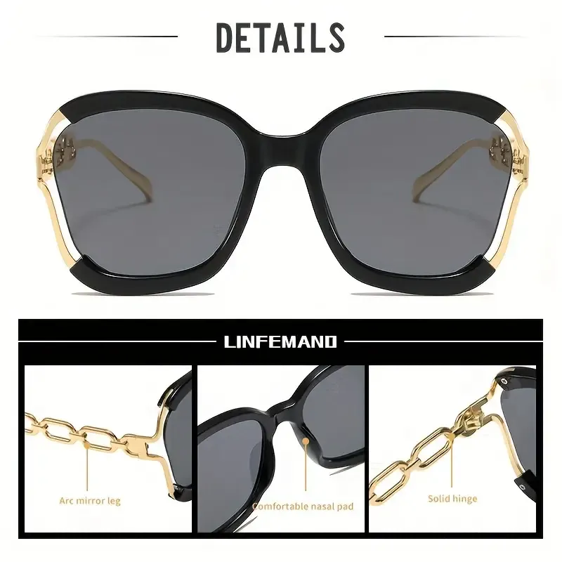Designer Inspired Chic Chain Detail Sunglasses