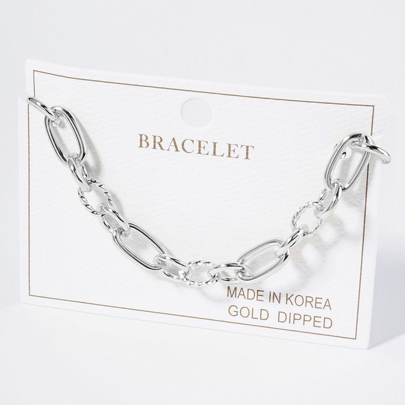 White Gold Dipped Chunky Chain Link Bracelet