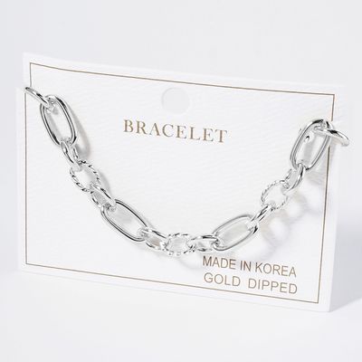 White Gold Dipped Chunky Chain Link Bracelet