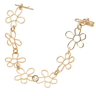 Metal Wire Flower Link Necklace