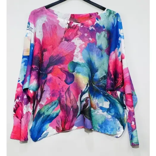 Italian Made Floral Printed Lightweight Sweater