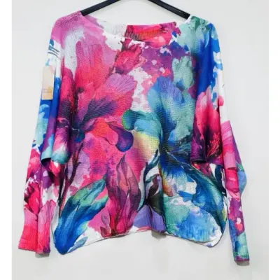Italian Made Floral Printed Lightweight Sweater