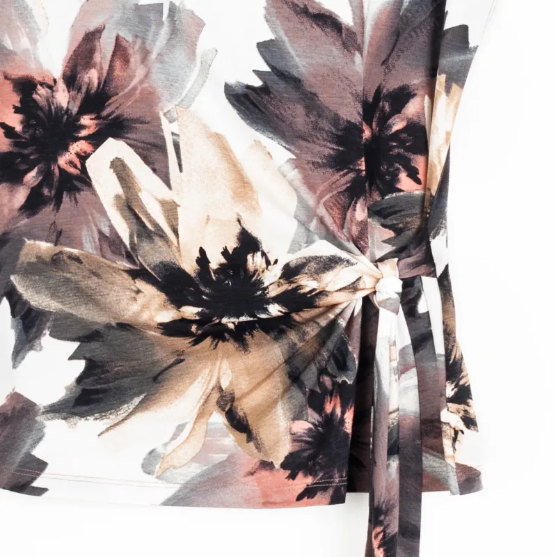 Petal Whisper Gauze Knit Slant Sleeve Side Tie Top