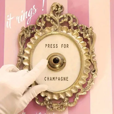 Vintage Style Cast Iron  Press For Champagne Doorbell 