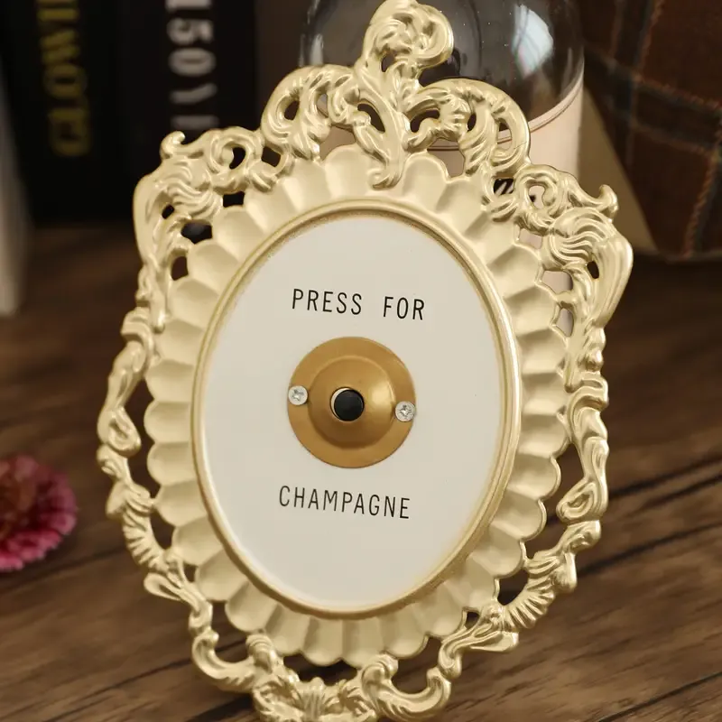 Vintage Style Cast Iron  Press For Champagne Doorbell 