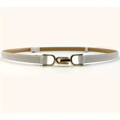Vegan Leather Adjustable Gold Buckle Thin Belt