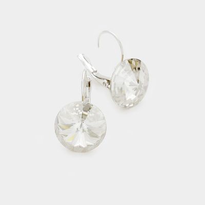 8mm Genuine Round Crystal Lever Back Earrings