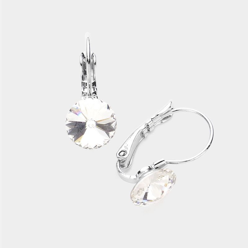 8mm Genuine Round Crystal Lever Back Earrings