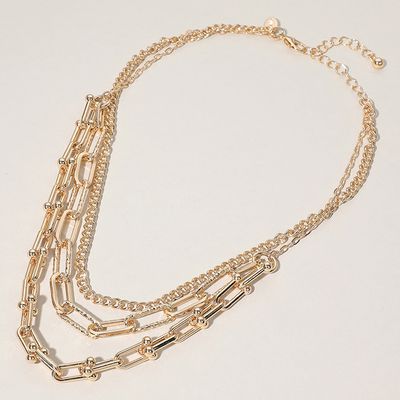 Metal Hardware Paperclip Chain Layered Necklace