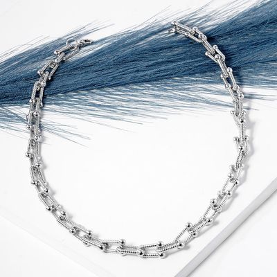 Gold Dipped Textured Metal Hardware Chain Necklace