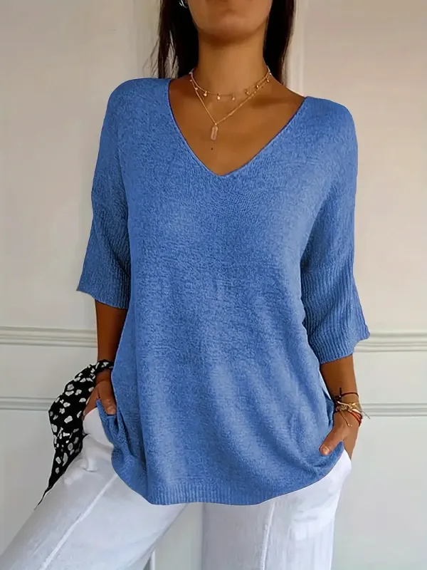 Women's Soft V-Neck Knit Sweater