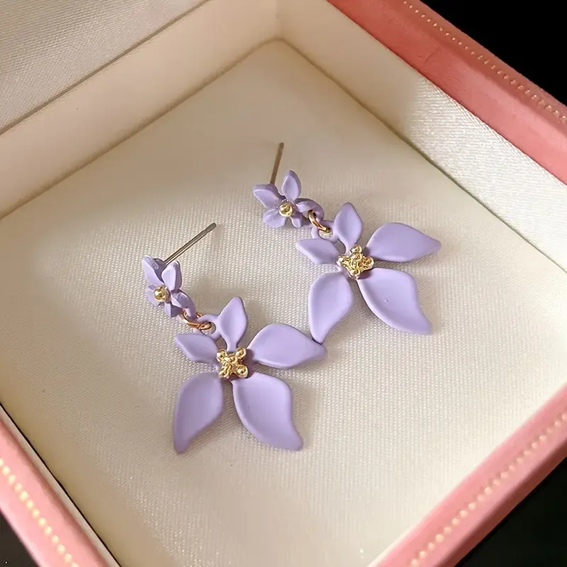 Delicate Soft Matt Finish Floral Drop Earrings