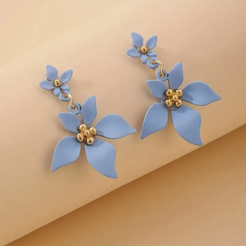 Delicate Soft Matt Finish Floral Drop Earrings
