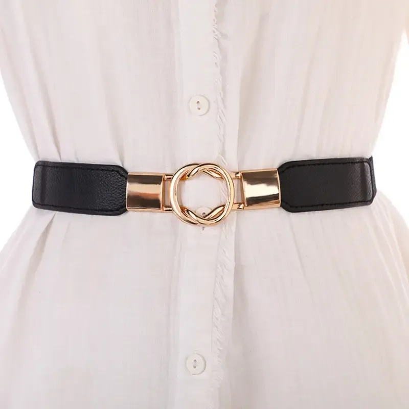Gold Interlocking Buckle Stretch Belt