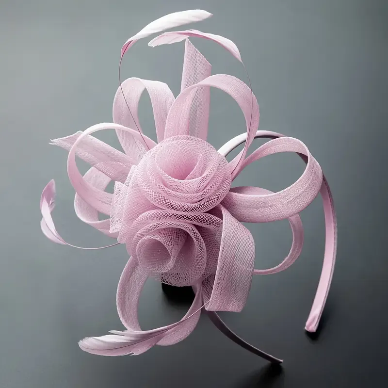 Mesh Flower/Feather Headband/Clip Fascinator