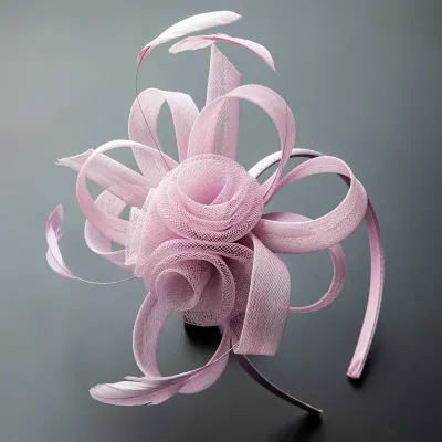 Mesh Flower/Feather Headband/Clip Fascinator