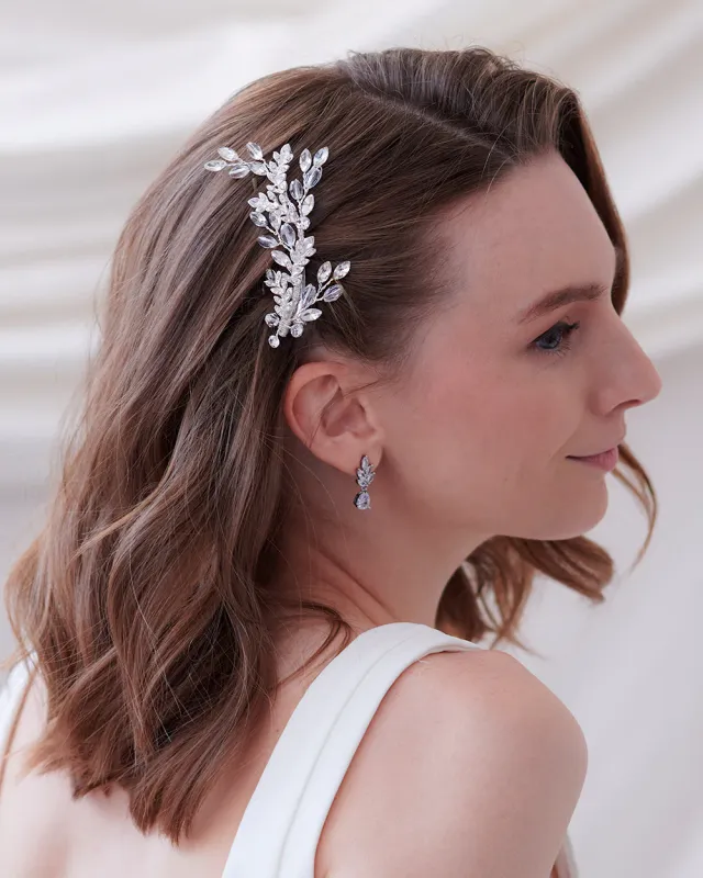 A Crystal Adorned Vine Motif Soft Organic Look Formal Hair Clip