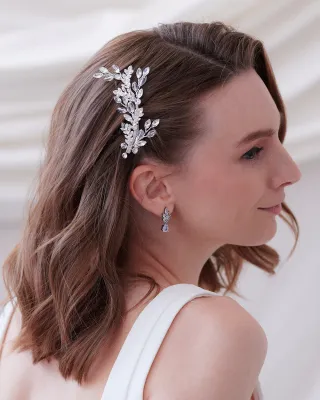 A Crystal Adorned Vine Motif Soft Organic Look Formal Hair Clip