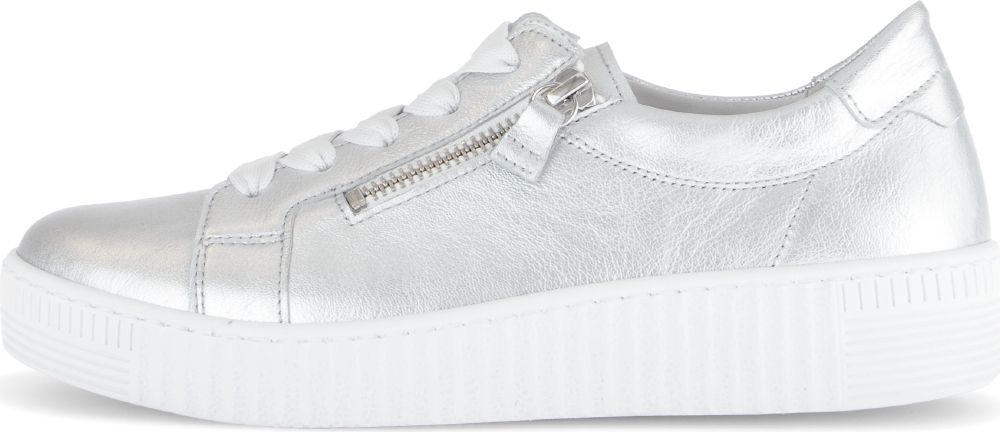 Gabor German Made Silver Leather Zipper Sneaker