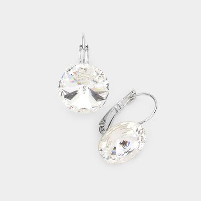 Clear Genuine Crystal Lever Back Earrings