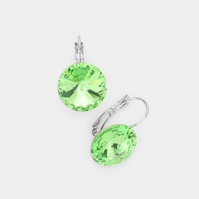 Peridot Genuine Crystal Lever Back Earrings