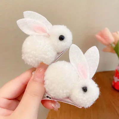 2pcs Cute Plush Rabbit Hair Clip