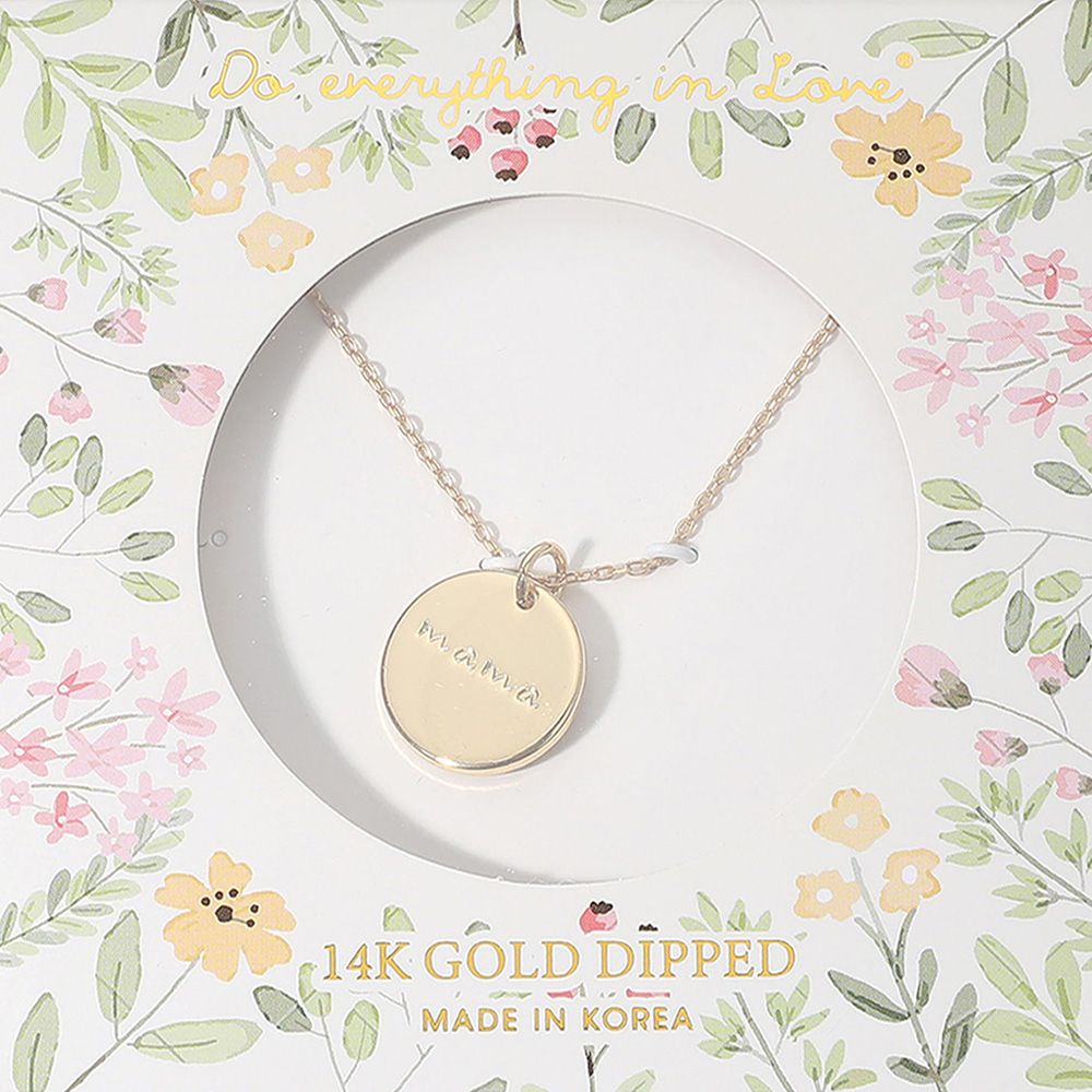 14K Gold Dipped MAMA Message Engraved Disc Pendant Necklace