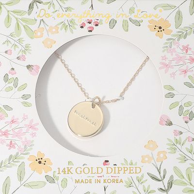 14K Gold Dipped MAMA Message Engraved Disc Pendant Necklace