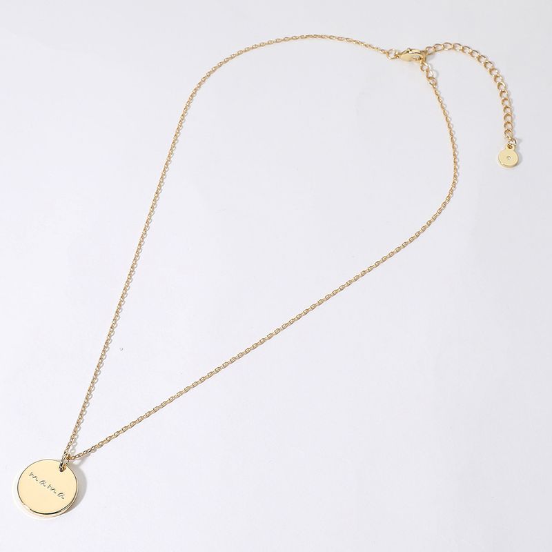 14K Gold Dipped MAMA Message Engraved Disc Pendant Necklace