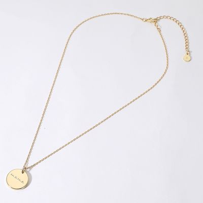 14K Gold Dipped MAMA Message Engraved Disc Pendant Necklace