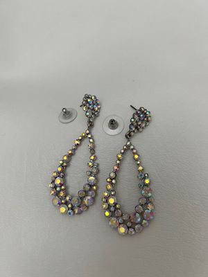 Silver AB Crystal Bubble Open Oval Formal Earring