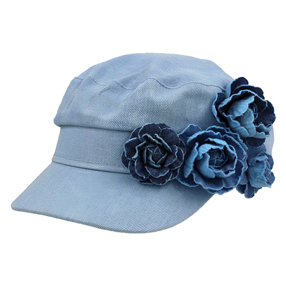 Chapeau d’ O Flower Lace Denim Beret Camellia Denim Beret | Floral Painter Style - sunfere
