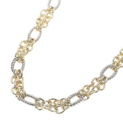 14K Gold Plated Two Tone Multi Link Chain Necklace