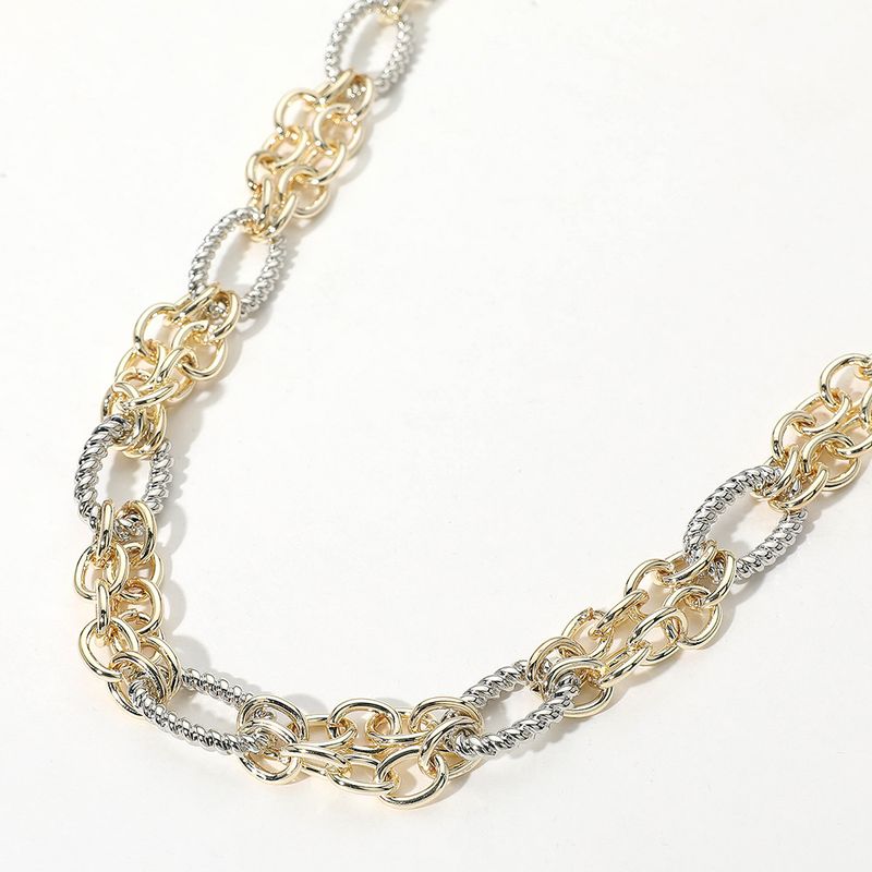 14K Gold Plated Two Tone Multi Link Chain Necklace
