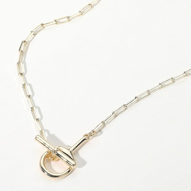 14K Gold Plated Paperclip Chain Toggle Necklace