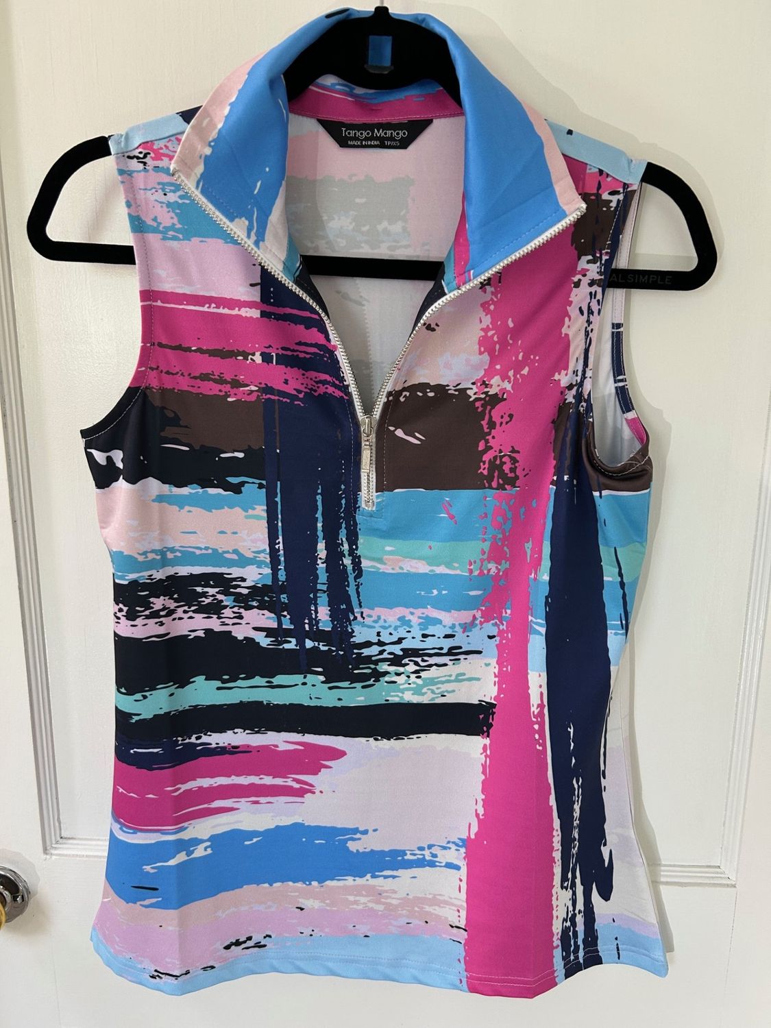 Tango Mango Multi Colored Zipper Front Top