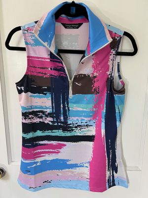 Tango Mango Multi Colored Zipper Front Top