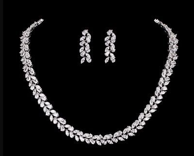 AAA CZ Marquise/Pear Shaped Collar Necklace Set
