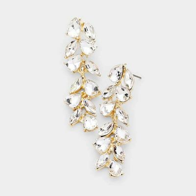 Pear Marquise Crystal Vine Evening Drop Earrings