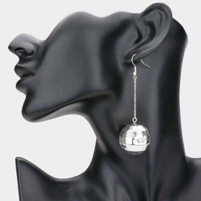 Disco Ball Drop Down Metal Earrings