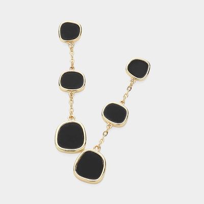 Black Onyx Pebble Link Dropdown Earrings