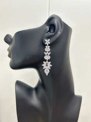 AAA CZ Marquies Cluster Long Drop Formal Earring