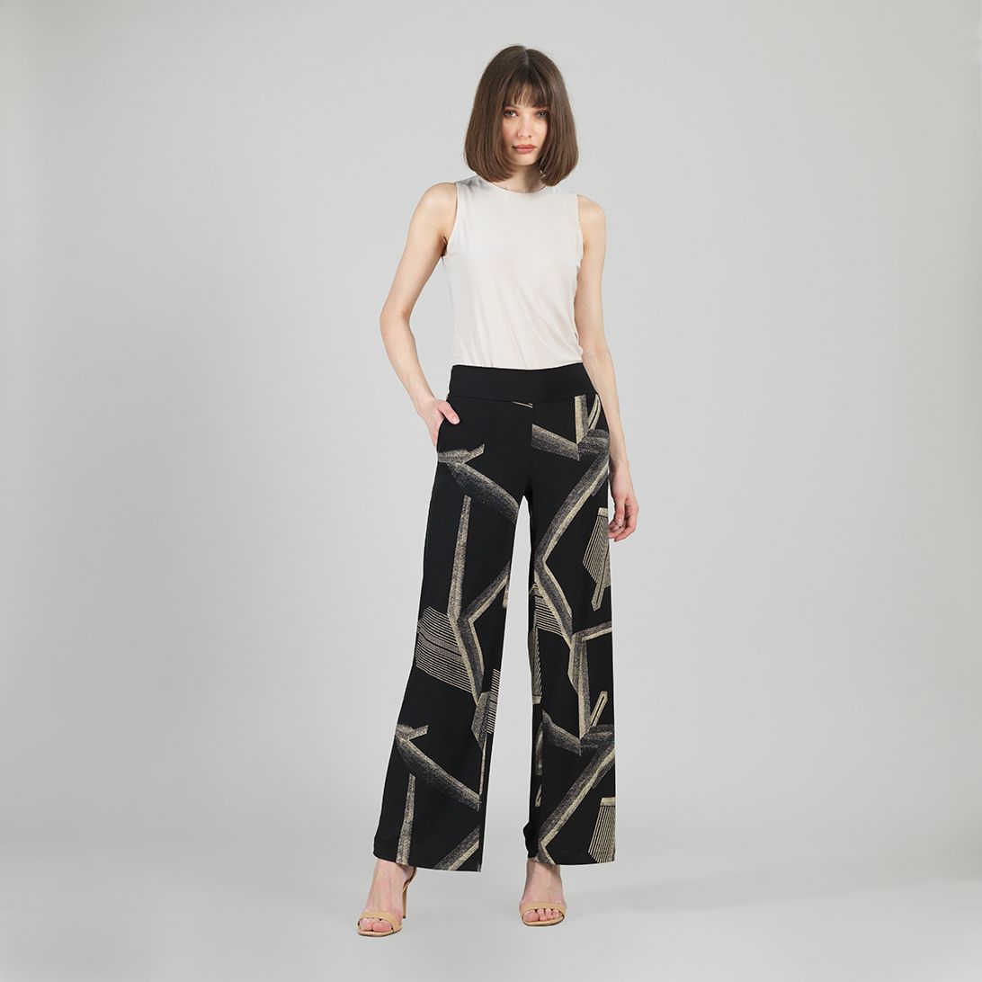 Linear Geo Print Soft Knit Pull On Pant/Pockets