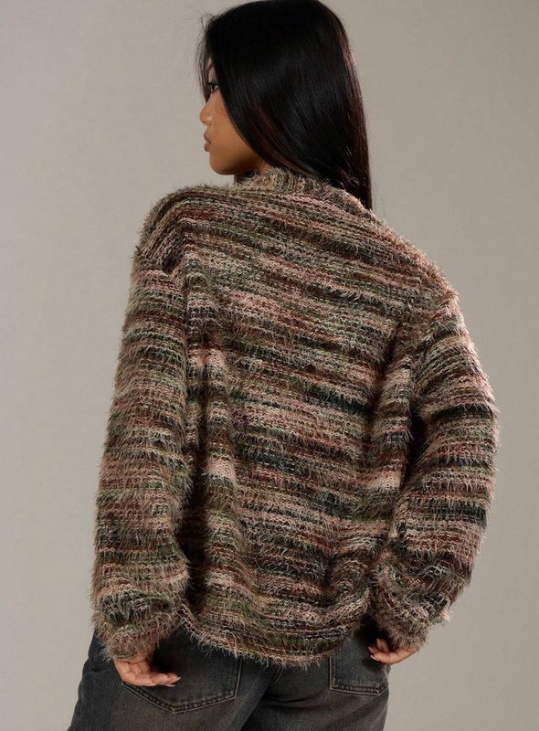 Super Soft Warm Tone Multi Colored Button Sweater