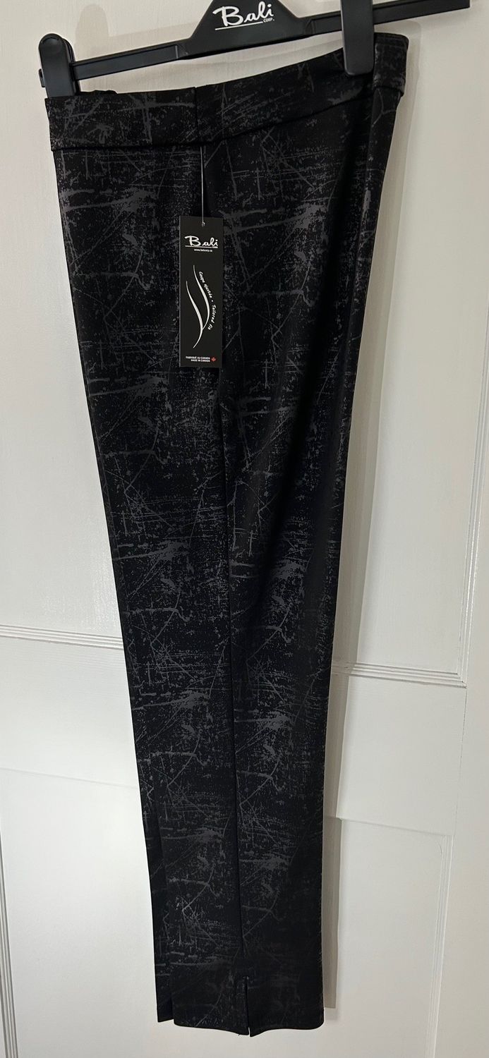 Bali Black Pull On Crackle Print Straight Pant